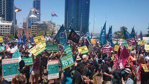 Rally in opposition to the proposed sale of the state electricity utility Western Power, Boorloo/Perth 2006.